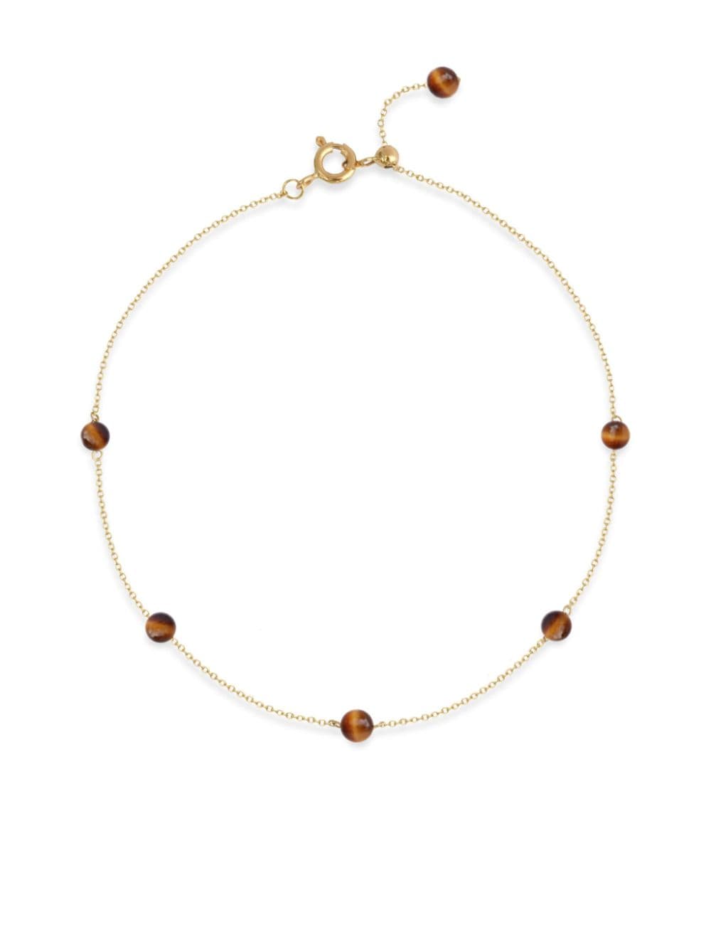 18kt recycled yellow gold and tiger eye chain anklet - Jennifer outfit